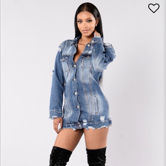 long denim jacket fashion nova